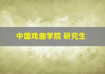 中国戏曲学院 研究生